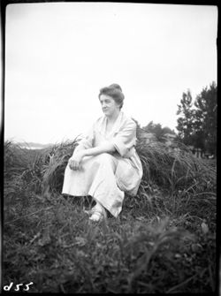 Kathryn seated near Winona Lake edge