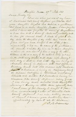 To David Finley from brother-in-law David Dismuke in Tennessee, 27 Feb 1861