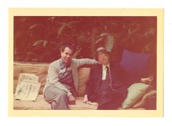 Richard Nixon and Herbert Hoover seated at Bohemian Grove