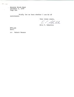 Letter from Eric F. Schellin to Birch Bayh, December 5, 1979