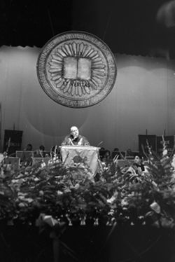 President John Ryan at IU South Bend Commencement, 1973
