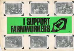Scrapbook page with "I support farmworkers" sticker