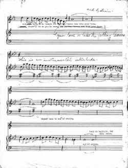 Your love is like the falling leaves, holograph piano-vocal score