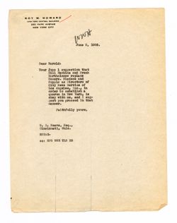 5 June 1935: To: Harold E. Neave. From: Roy W. Howard.