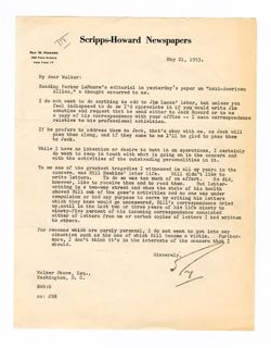 21 May 1953: To: Walker Stone. From: Roy W. Howard.