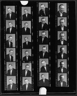 Contact sheet with 24 portraits of Hoagy Carmichael.