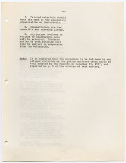 21: A Recommendation from the Faculty Council Committee on Picketing, Demonstrations and Related Matters, 19 March 1968