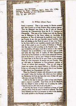 Johnson, William, Sir. The Papers of Sir William Johnson, Vol. IV, pp. 329-332.
