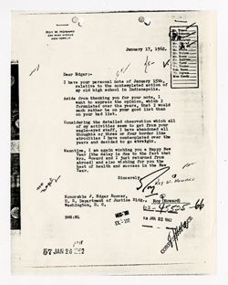 17 January 1962: To: John Edgar Hoover. From: Roy W. Howard.