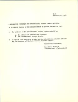 R-34 Resolution Concerning the International Student Council Advisors, 21 November 1968