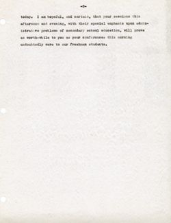 "Address of Welcome to High School Principals" -Indiana University Nov. 7, 1938