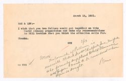 13 March 1931: To: R.A.H. & L.B.W. From: Roy W. Howard.