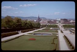 View north through a window of palace of Oberes Belvedere Wien