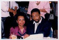 Unidentified woman with Spike Lee, Clarence Muse Youth Award recipient