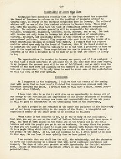 "The State of the University Address." -Indiana University Social Science Auditorium. Oct. 7, 1947