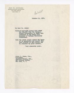 10 October 1945: To: James S. Adams. From: Roy W. Howard.