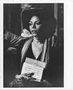 Rosalind Cash holding acceptance speech for Ethel Waters
