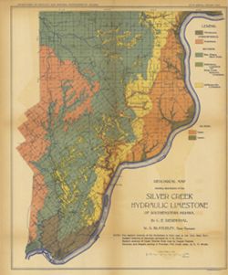 Geological map showing distribution of the Silver Creek hydraulic limestone of Southeastern Indiana
