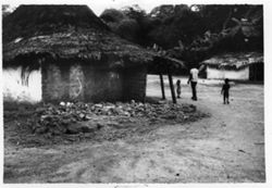 People walking in village