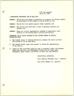 R-78 Resolution Concerning the Ku Klux Klan, 28 March 1968