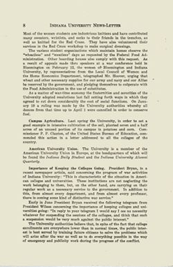 "Indiana University and the War" vol. VI, no. 2
