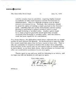 Letter from H. F. Manbeck, Jr. to Birch Bayh, June 19, 1979