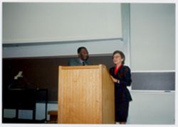 Phyllis Klotman introducing William Miles at Indiana University