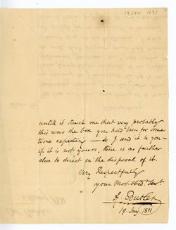 Butler, Col. A. , n.p., 19 Jan 1831 to William Maclure, Mexico., 1831 Jan. 19