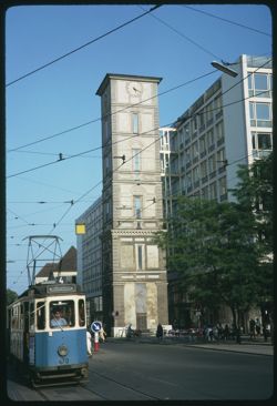 Tower and Tram on Lenbach Platz Munchen