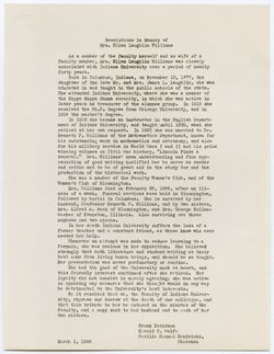 Memorial Resolution for Ellen Laughlin Williams, ca. 06 March 1956
