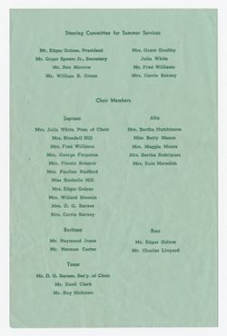 The Annual Sacred Concert, The First Methodist Church, Harbor Springs, Michigan, August 23, 1953