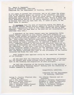 19: Memorandum: Report on Activities of the Committee for the Improvement of Teaching, 09 December 1966