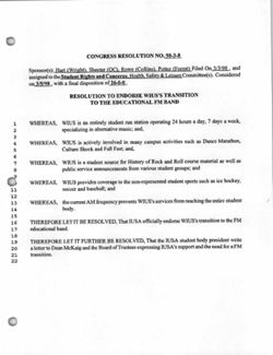 98-3-8 Resolution to Endorse WIUS’s Transition to the Educational FM Band