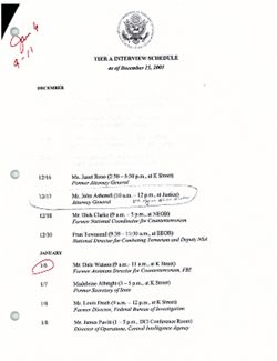 Tier A Interview Schedule as of December 15, 2003