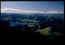 Main hills and lake north of Mt. Tamalpais, California.