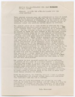 Memorandum from Dean Shoemaker to Dean Ashton Concerning Credits for Students Called Into the Armed Forces, ca. 16 October 1951