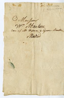 C[harles] A[lexandre] LESUEUR, [Philadelphia]. To W[illia]m MACLURE, Madrid., 1822 June 6