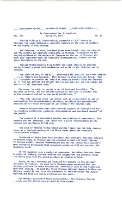 17. April 29, 1967: [Vietnam, General William C. Westmoreland's address to Congress]