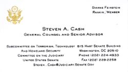 Business card for Steven A. Cash of the Judiciary Committee