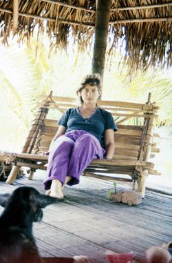 Stephanie Kane in chair with Susita