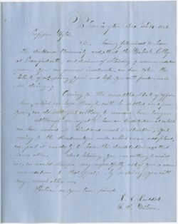 R.L. Ruddick and H.T. Wilson to TAW, 14 February 1853