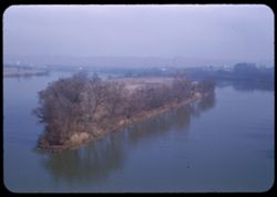 An arrowhead island in Tennessee river from upper Bridge at Chattanooga, Tenn.