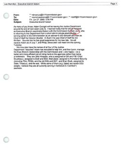 Email from Daniel Marcus to commissioners and staff re Executive branch Liaison, June 27, 2003, 5:45 PM