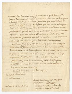 1774 Apr 14.Lebret, M.. To Monsieur, regarding Voltaire and Cramer.