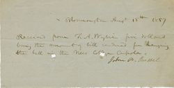 College Bell Receipt, 1857 August 15