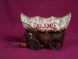Model of covered wagon. Memento from the "Laramie" television show.