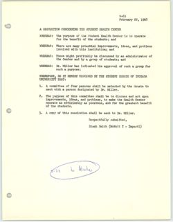 R-65 Resolution Concerning the student Health Center, 22 February 1968