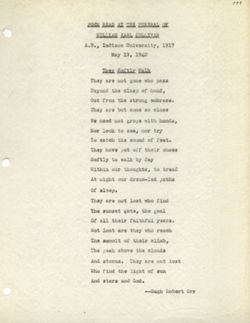 "Notes for Remarks at the Funeral of W.E. Sullivan" -Bloomington, Indiana May 19, 1940