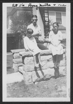 Martha, Hoagy and Georgia Carmichael outside of house, ca. 1921.