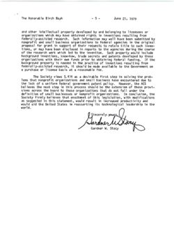 Letter from Gardner w. Stacy to Birch Bayh, June 21, 1979